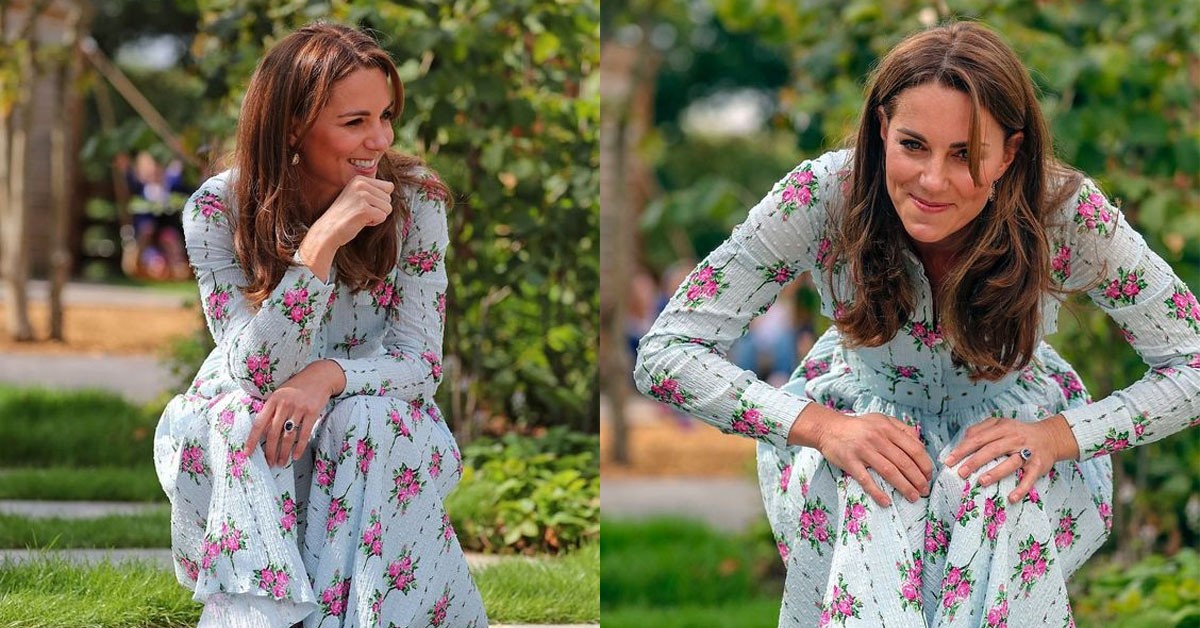 Princess Catherine wore a stunning rose-print dress as she joined Prince William on the city's skyline