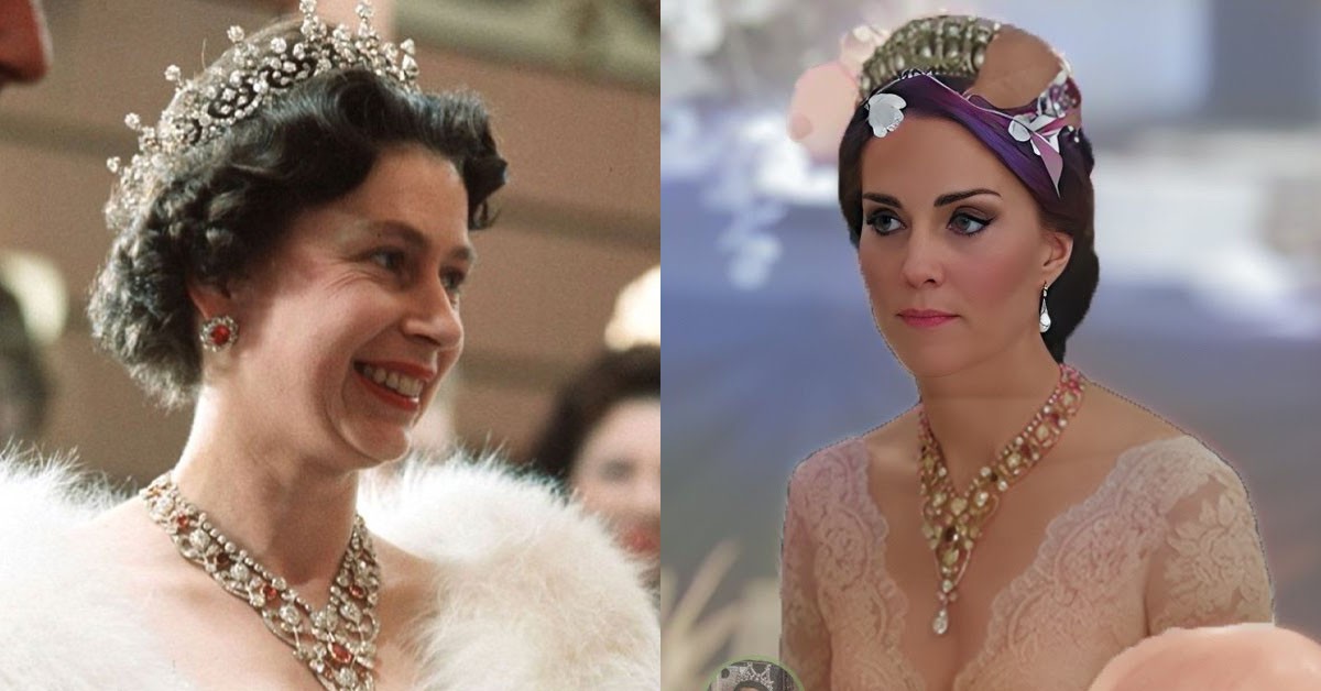 Princess Catherine attracted attention with her bold low-cut pink dress and Ruby Greville necklace