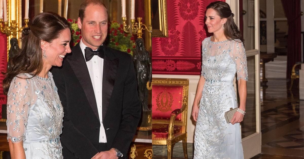Princess Kate dazzled in an icy blue Jenny Packham dress