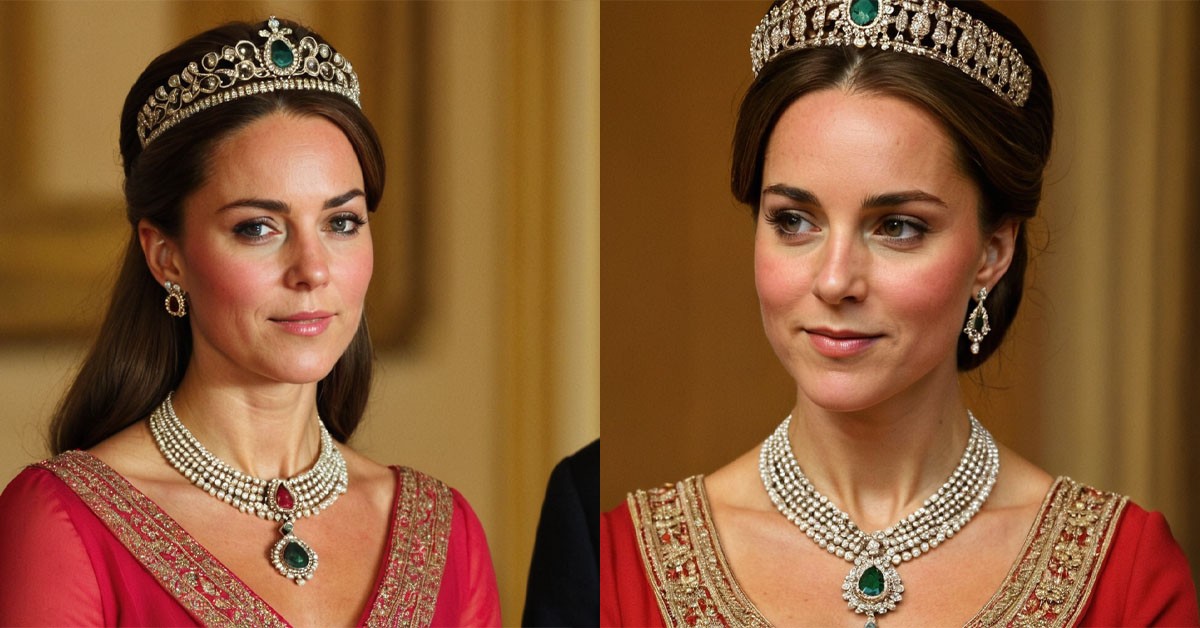 Princess Kate stunned with the Nizam of Hyderabad necklace, accenting the royal jewel