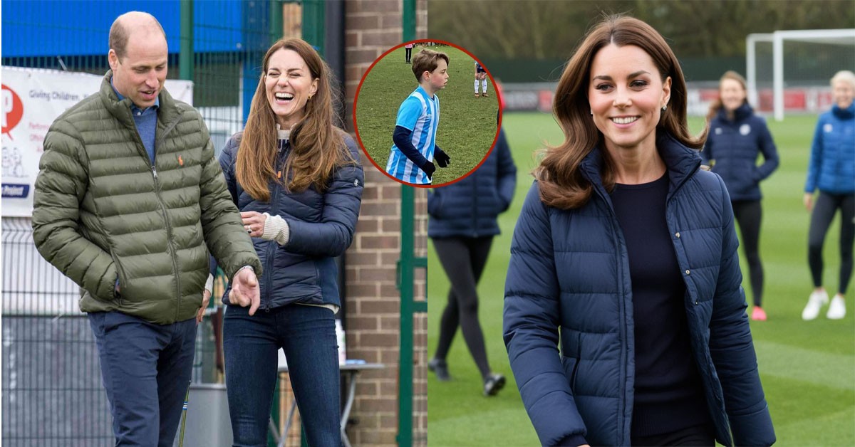 4 MINUTES AGO! Princess Catherine was spotted 'cheering' Prince George at a football match in a rare public appearance