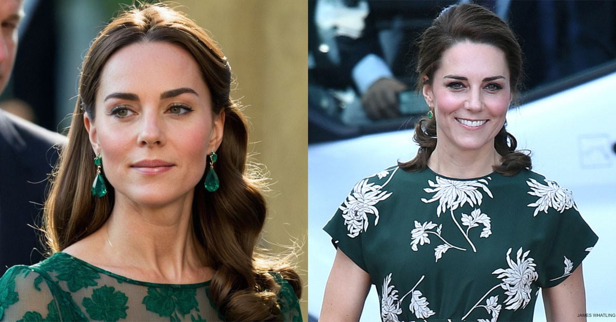 Princess Catherine dazzled in an emerald green floral midi dress and emerald drop earrings for the royal event
