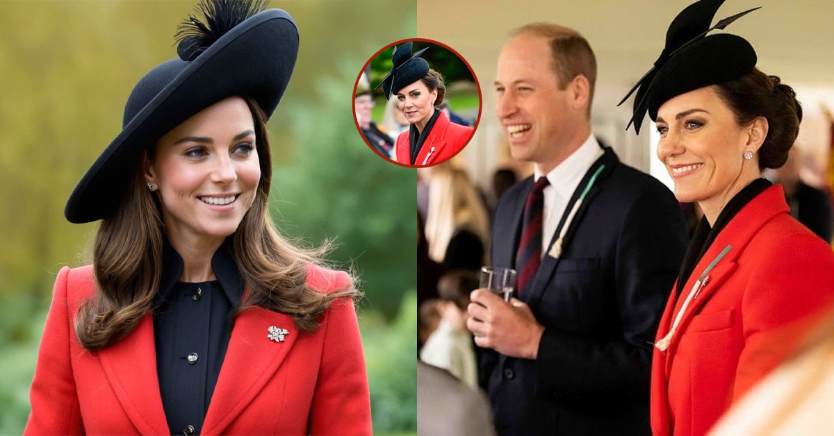 Princess Catherine appeared stunning in a colorful classic elegant dress with William during the royal visit