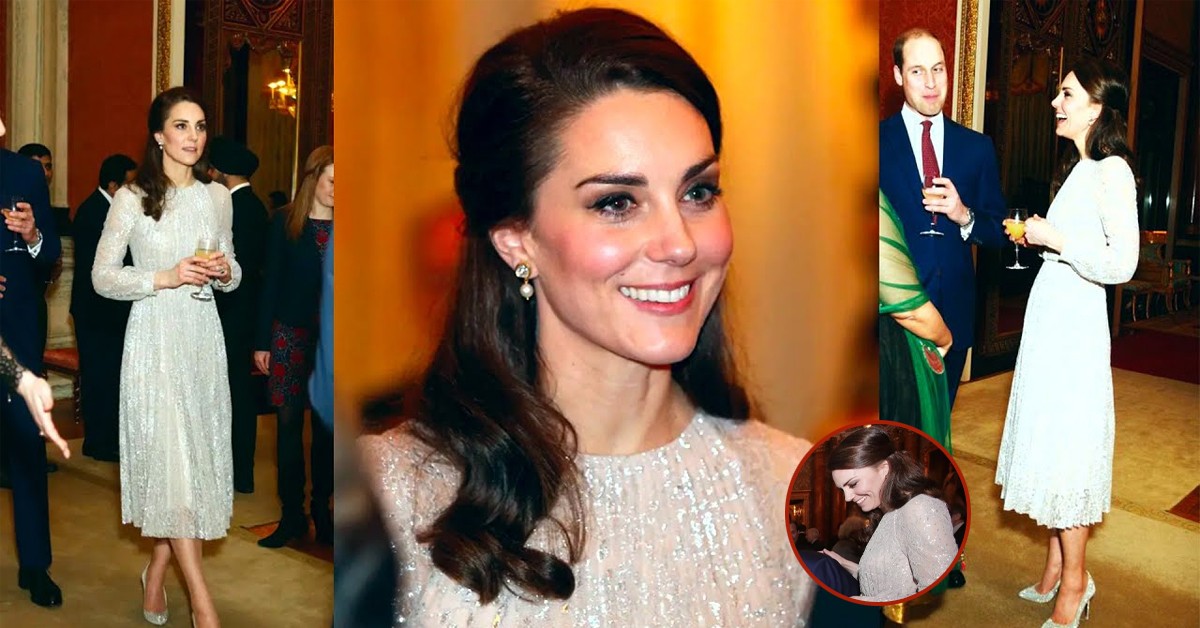 The ultimate fashion icon, Princess Catherine's shimmering silk gown stunned the Royal Family at Buckingham Palace