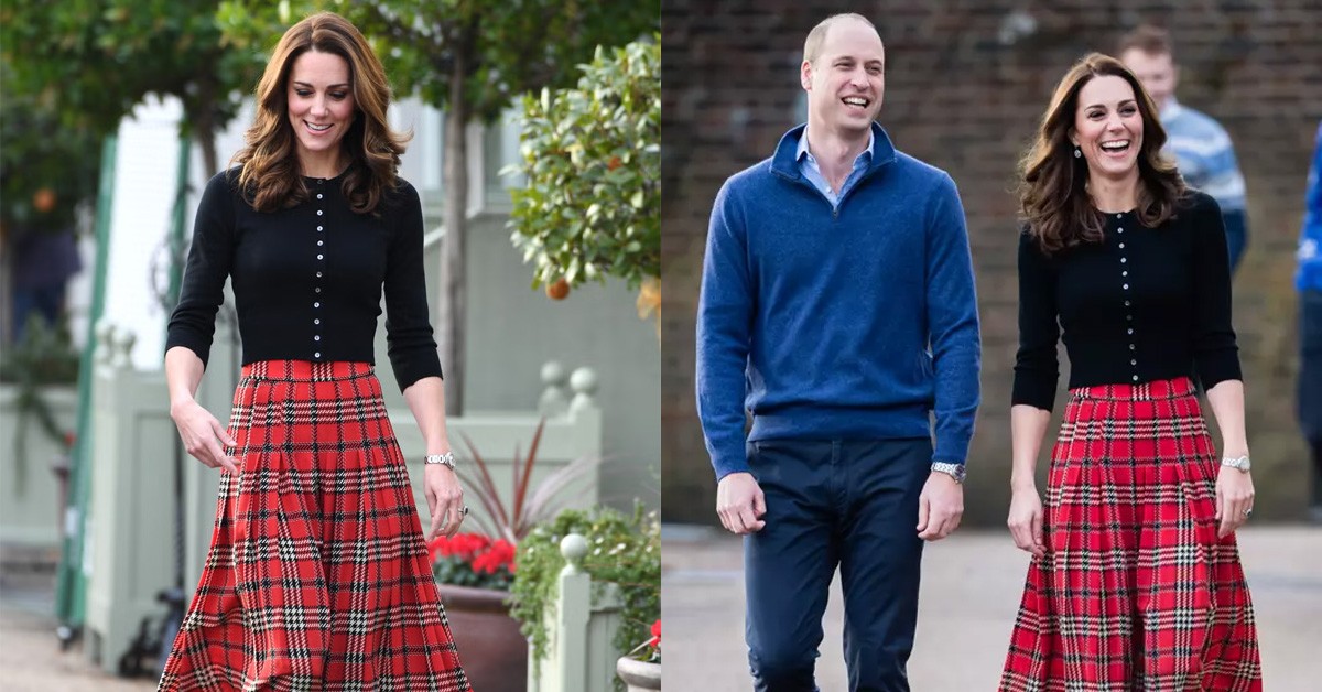 Princess Catherine and William were spotted sharing a sweet moment as she dazzled in a red dress at the Emotions Party