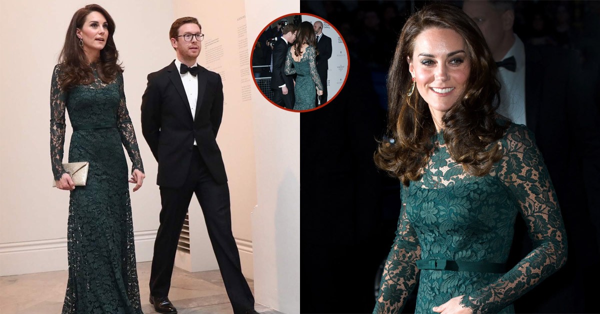 Princess Kate is beautiful in a long green lace dress by Temperley, showing her penchant for elegant and timeless fashion