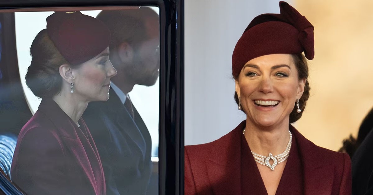 THIS MORNING! Princess Catherine is beautiful in a berry-colored outfit and diamond engagement ring at the Qatar royal welcoming ceremony