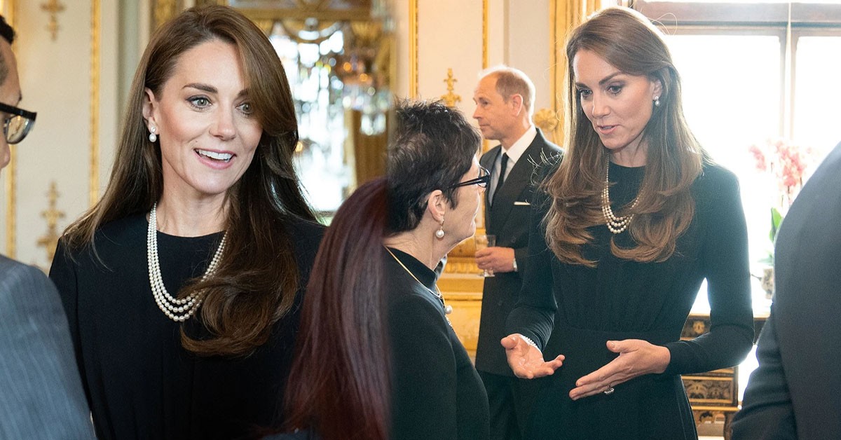 Catherine looked stunning in a seductive black dress by Elie Saab for date night with William