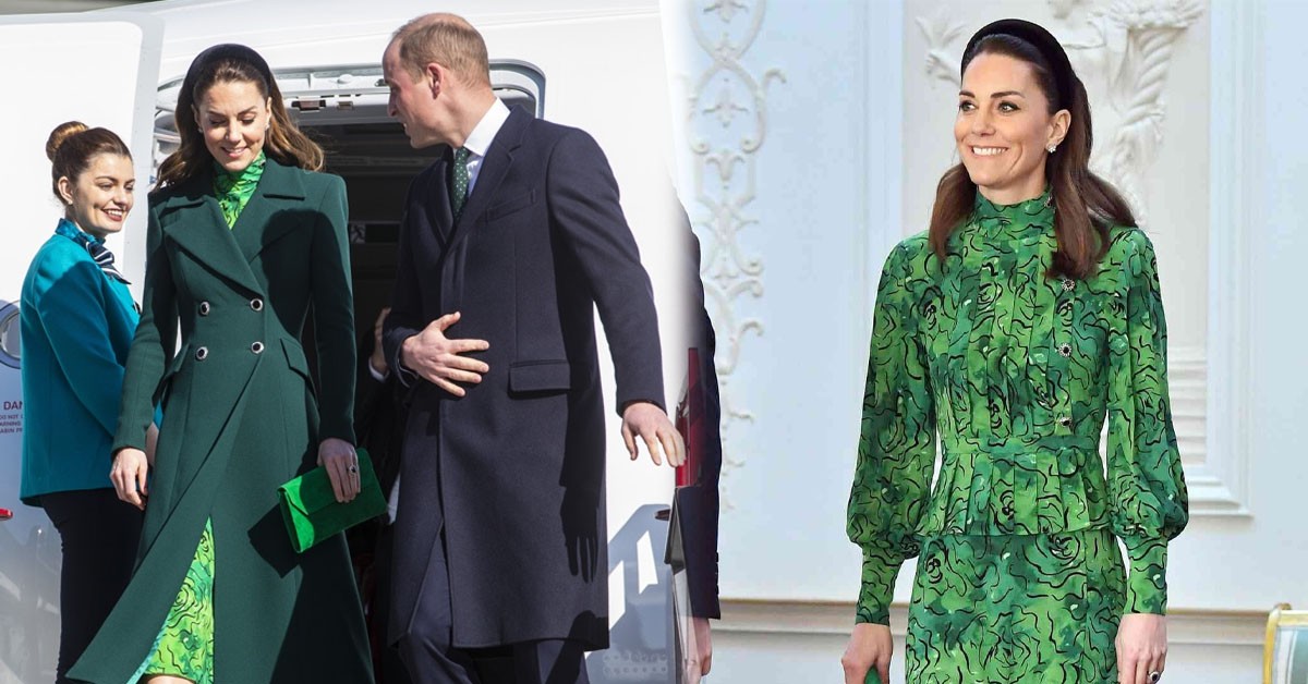 Catherine wore a lucky green outfit as she began her royal visit in her new role